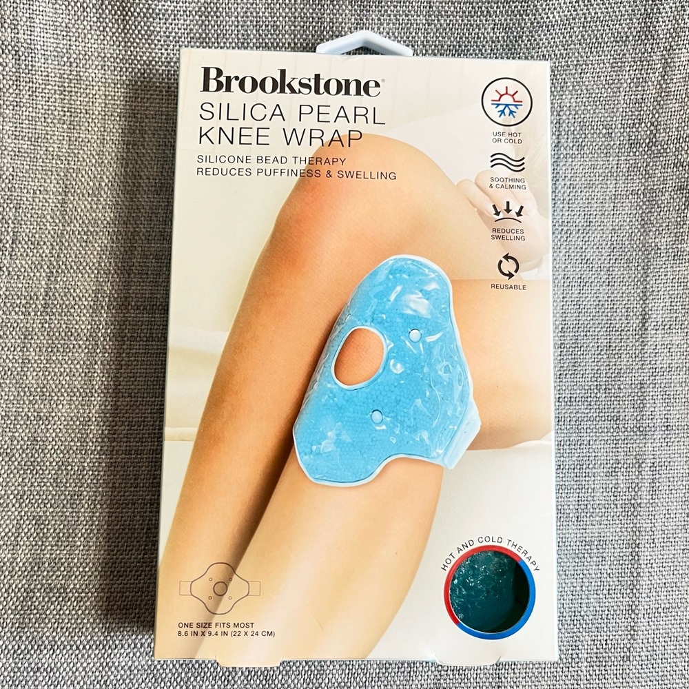 Brookstone Ice Pack Reusable Hot Cold Knee Wrap Silicone Bead Reduces Swelling